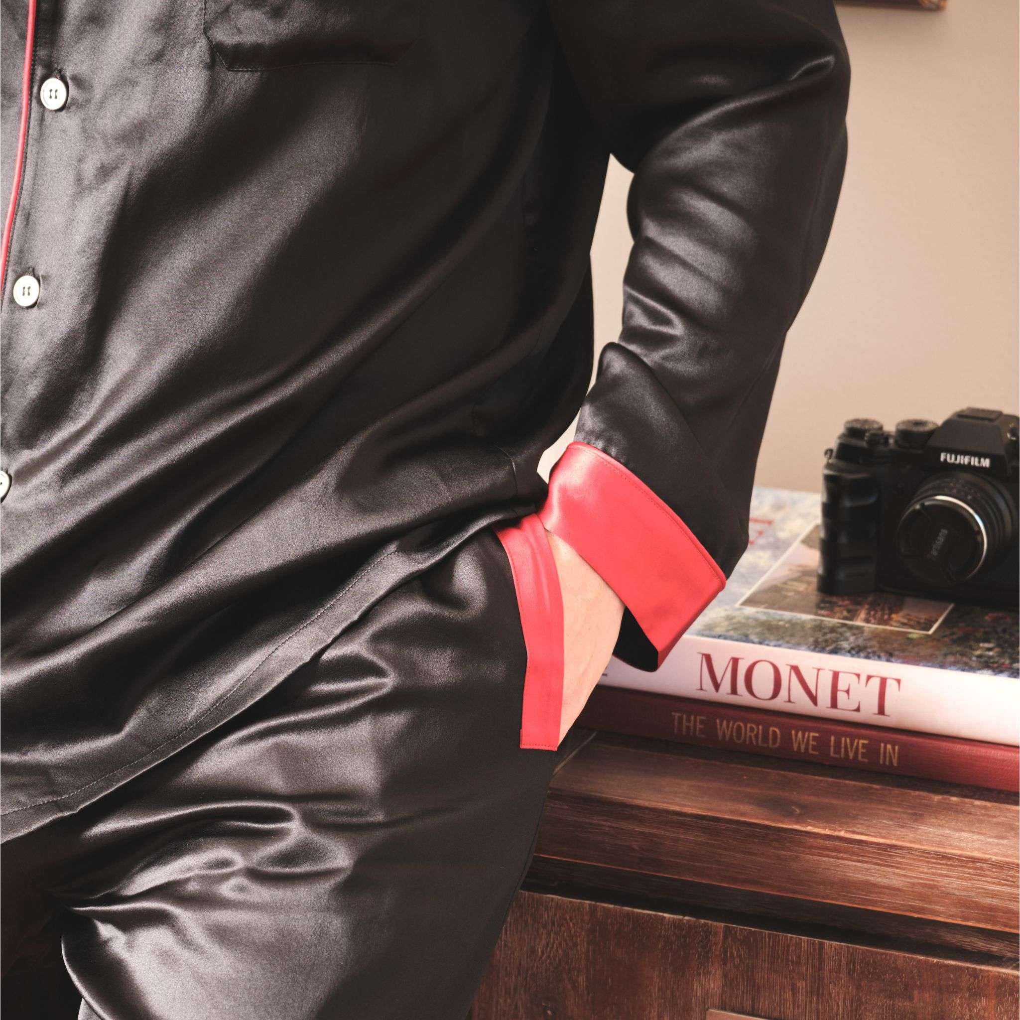 Mens Black Silk Pajamas Premium Loungewear 1000 Kingdoms